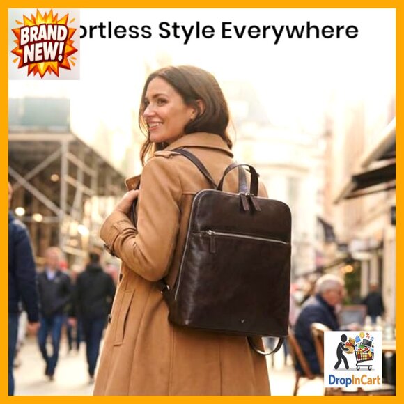 Genuine Leather Backpack Vintage Elegant Daypack Adjustable Strap Spacious 7 main image 6